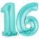 Zahl 16, Türkis, Luftballons aus Folie zum 16. Geburtstag, 100 cm, inklusive Helium