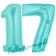Zahl 17 Türkis, Luftballons aus Folie zum 17. Geburtstag, 100 cm, inklusive Helium