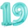 Zahl 19 Türkis, Luftballons aus Folie zum 19. Geburtstag, 100 cm, inklusive Helium