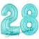 Zahl 28 Türkis, Luftballons aus Folie zum 28. Geburtstag, 100 cm, inklusive Helium