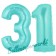 Zahl 31 Türkis, Luftballons aus Folie zum 31. Geburtstag, 100 cm, inklusive Helium