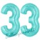 Zahl 33 Türkis, Luftballons aus Folie zum 33. Geburtstag, 100 cm, inklusive Helium