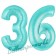 Zahl 36 Türkis, Luftballons aus Folie zum 36. Geburtstag, 100 cm, inklusive Helium