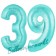 Zahl 39 Türkis, Luftballons aus Folie zum 39. Geburtstag, 100 cm, inklusive Helium