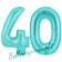 Zahl 40, Türkis, Luftballons aus Folie zum 40. Geburtstag