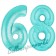 Zahl 68 Türkis, Luftballons aus Folie zum 68. Geburtstag, 100 cm, inklusive Helium