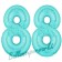 Zahl 88 Türkis, Luftballons aus Folie zum 88. Geburtstag, 100 cm, inklusive Helium