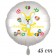 Osterhasen Luftballon, Osterhase jongliert mit Ostereiern, weißer Rundluftballon mit Helium, Frohe Ostern