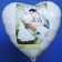 Fotoballon, weißer Herzluftballon aus Folie mit Ihrem Foto, Hochzeitspaar-Foto auf dem Ballon, inklusive Helium