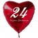 Zum 24. Geburtstag, roter Herzluftballon mit Helium