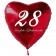 Zum 28. Geburtstag, roter Herzluftballon mit Helium