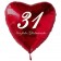 Zum 31. Geburtstag, roter Herzluftballon mit Helium