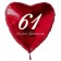 Zum 61. Geburtstag, roter Herzluftballon mit Helium