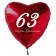 Zum 63. Geburtstag, roter Herzluftballon mit Helium