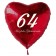 Zum 64. Geburtstag, roter Herzluftballon mit Helium