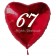 Zum 67. Geburtstag, roter Herzluftballon mit Helium