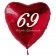 Zum 69. Geburtstag, roter Herzluftballon mit Helium