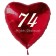 Zum 74. Geburtstag, roter Herzluftballon mit Helium