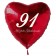 Roter Herzluftballon zum 91. Geburtstag, 61 cm