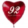 Zum 92. Geburtstag, roter Herzluftballon mit Helium