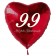 Zum 99. Geburtstag, roter Herzluftballon mit Helium