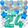 24. Geburtstag Dekorations-Set mit Ballons Happy Birthday Aquamarin, 34 Teile