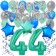 44. Geburtstag Dekorations-Set mit Ballons Happy Birthday Aquamarin, 34 Teile