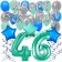 46. Geburtstag Dekorations-Set mit Ballons Happy Birthday Aquamarin, 34 Teile