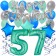 57. Geburtstag Dekorations-Set mit Ballons Happy Birthday Aquamarin, 34 Teile