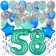58. Geburtstag Dekorations-Set mit Ballons Happy Birthday Aquamarin, 34 Teile