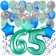 65. Geburtstag Dekorations-Set mit Ballons Happy Birthday Aquamarin, 34 Teile