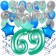 69. Geburtstag Dekorations-Set mit Ballons Happy Birthday Aquamarin, 34 Teile