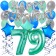 79. Geburtstag Dekorations-Set mit Ballons Happy Birthday Aquamarin, 34 Teile