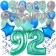 92. Geburtstag Dekorations-Set mit Ballons Happy Birthday Aquamarin, 34 Teile