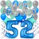 52. Geburtstag Dekorations-Set mit Ballons Happy Birthday Blue, 34 Teile