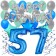 57. Geburtstag Dekorations-Set mit Ballons Happy Birthday Blue, 34 Teile