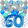 60. Geburtstag Dekorations-Set mit Ballons Happy Birthday Blue, 34 Teile