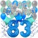 83. Geburtstag Dekorations-Set mit Ballons Happy Birthday Blue, 34 Teile