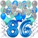 86. Geburtstag Dekorations-Set mit Ballons Happy Birthday Blue, 34 Teile