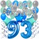 93. Geburtstag Dekorations-Set mit Ballons Happy Birthday Blue, 34 Teile