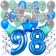 98. Geburtstag Dekorations-Set mit Ballons Happy Birthday Blue, 34 Teile