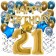 Dekorations-Set mit Ballons zum 21. Geburtstag, Happy Birthday Chrome Blue & Gold, 34 Teile