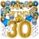 Dekorations-Set mit Ballons zum 30. Geburtstag, Happy Birthday Chrome Blue & Gold, 34 Teile