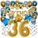 Dekorations-Set mit Ballons zum 36. Geburtstag, Happy Birthday Chrome Blue & Gold, 34 Teile