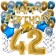 Dekorations-Set mit Ballons zum 42. Geburtstag. Geburtstag, Happy Birthday Chrome Blue & Gold, 34 Teile