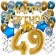 Dekorations-Set mit Ballons zum 49. Geburtstag. Geburtstag, Happy Birthday Chrome Blue & Gold, 34 Teile