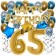 Dekorations-Set mit Ballons zum 65. Geburtstag, Happy Birthday Chrome Blue & Gold, 34 Teile