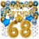 Dekorations-Set mit Ballons zum 68. Geburtstag, Happy Birthday Chrome Blue & Gold, 34 Teile