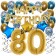 Dekorations-Set mit Ballons zum 80. Geburtstag, Happy Birthday Chrome Blue & Gold, 34 Teile