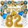 Dekorations-Set mit Ballons zum 82. Geburtstag, Happy Birthday Chrome Blue & Gold, 34 Teile